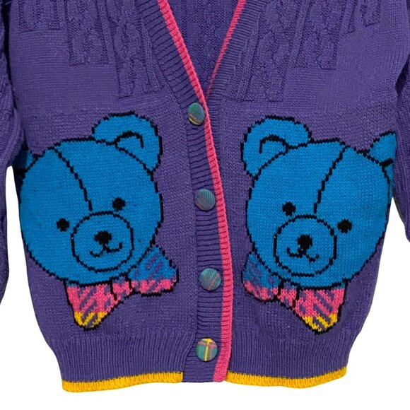 Vintage Girltown Prep Club Cardigan Sweater Girls 12 to 14 Purple Candycore - Picture 2 of 5